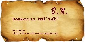 Boskovitz Máté névjegykártya